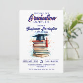 Waterverf Afstudeerdop met Boeken Viering Kaart (Staand voorkant)