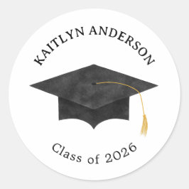 Waterverf afstudeerhoed grad sticker