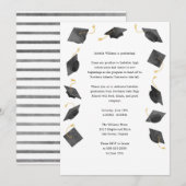 Waterverf afstudeerhoeden grad-feest uitnodiging (Voorkant / Achterkant)