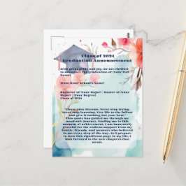 Waterverf Afstuderen Aankondiging Briefkaart