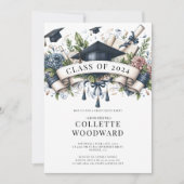 Waterverf Afstuderen Bloemen Banner Afstudeerder P Kaart (Voorkant)