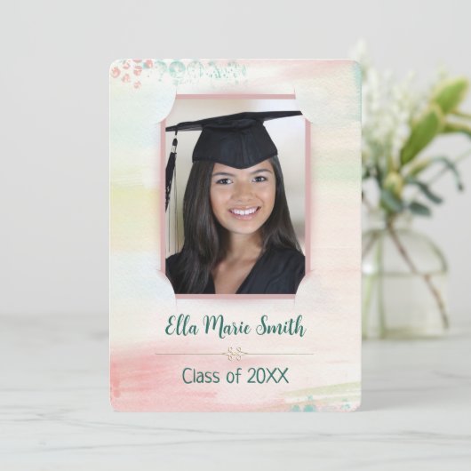 Waterverf Afstuderen Foto Lijst Kaart (Staand voorkant)