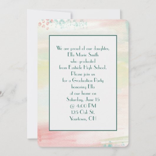 Waterverf Afstuderen Foto Lijst Kaart (Achterkant)