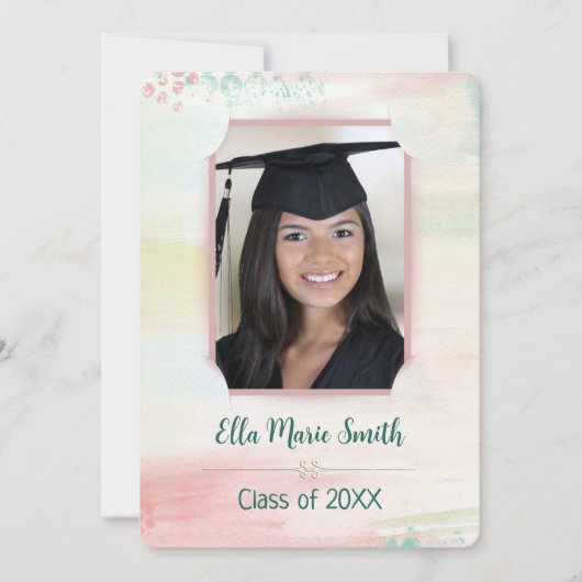 Waterverf Afstuderen Foto Lijst Kaart (Voorkant)