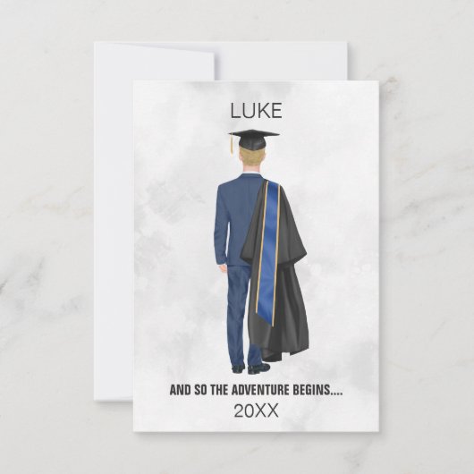Waterverf Afstuderen Geraad en Pet Kaart Man (Voorkant)
