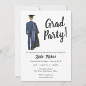 Waterverf Afstuderen Gown & Pet Jong Man Kaart (Voorkant)