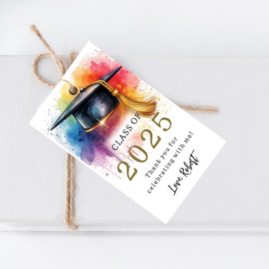 Waterverf Afstuderen Klasse van 2025 Gift Label Cadeaulabel
