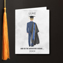 Waterverf Afstuderen Leavers Gown & Pet Kaart Man