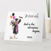 Waterverf Afstuderen Modern Trendy Girl Kaart (Voorkant)