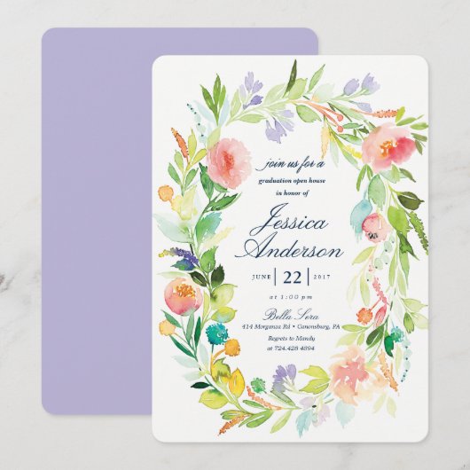 Waterverf Afstuderen Uitnodiging tot openen (Voorkant / Achterkant)