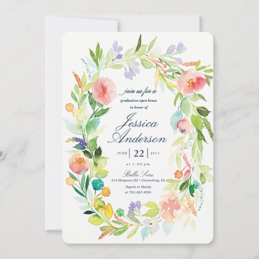 Waterverf Afstuderen Uitnodiging tot openen (Voorkant)