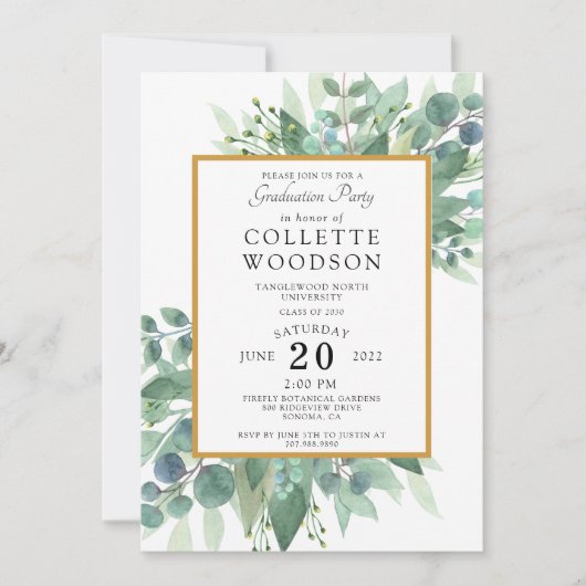 Waterverf Afstuderen van de Eucalyptus Greenery Kaart (Voorkant)