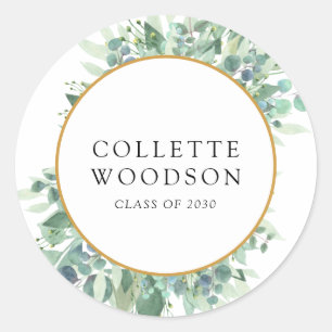 Waterverf Afstuderen van de Eucalyptus Greenery Ronde Sticker