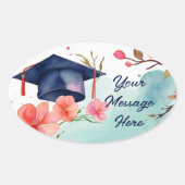 Waterverf Afstuderen viering Ovale Sticker (Voorkant)