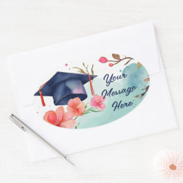 Waterverf Afstuderen viering Ovale Sticker