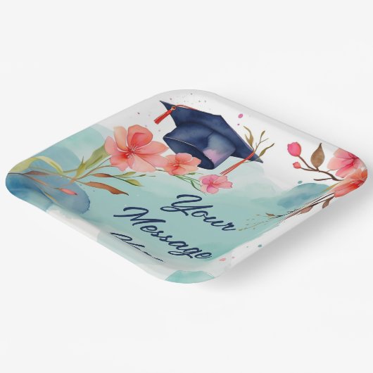 Waterverf Afstuderen viering Papieren Bordje (Gebogen)