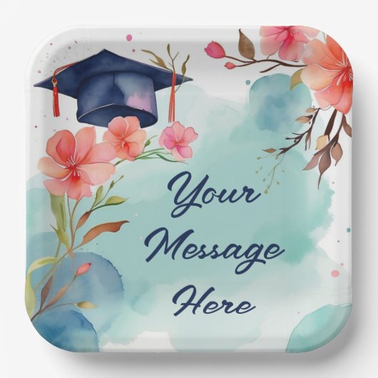 Waterverf Afstuderen viering Papieren Bordje (Voorkant)