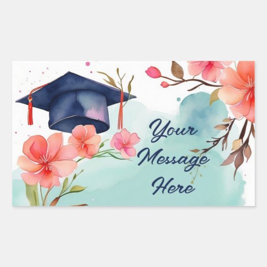 Waterverf Afstuderen viering Rechthoekige Sticker (Voorkant)