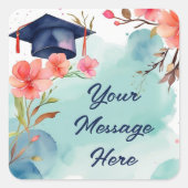 Waterverf Afstuderen viering Vierkante Sticker (Voorkant)