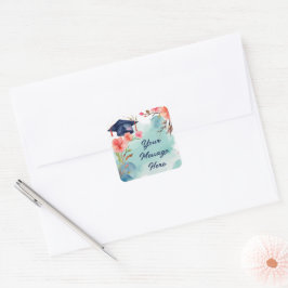 Waterverf Afstuderen viering Vierkante Sticker