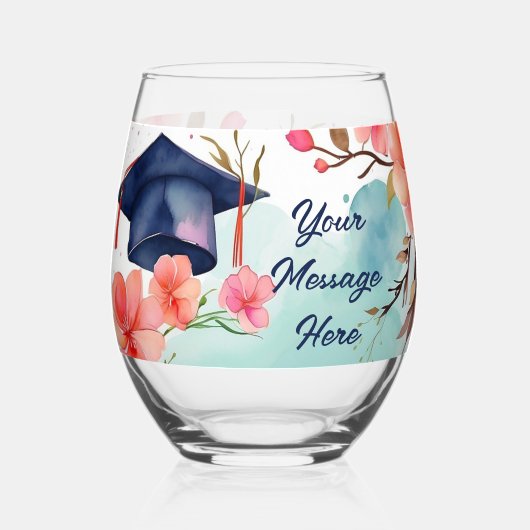 Waterverf Afstuderen viering Wijnglas Zonder Voet (Achterkant)