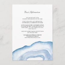 Waterverf Agaat Bruiloft invoegen Kaart | Blauw