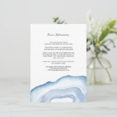 Waterverf Agaat Bruiloft invoegen Kaart | Blauw (Staand voorkant)