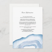 Waterverf Agaat Bruiloft invoegen Kaart | Blauw (Voorkant / Achterkant)