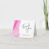 Waterverf Agaat Roze Zilveren Bruiloft Dank u Kaart (Voorkant)