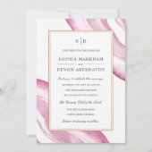 Waterverf Agaat Slice Wedding Invite | Mauve Pink Kaart (Voorkant)