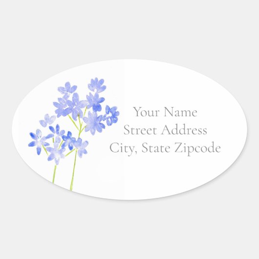 Waterverf Agapanthus-labels Ovale Sticker (Voorkant)