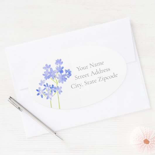 Waterverf Agapanthus-labels Ovale Sticker (Envelop)