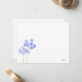 Waterverf Agapanthus Note Card Notitiekaartje (Voorkant / Achterkant in situ)