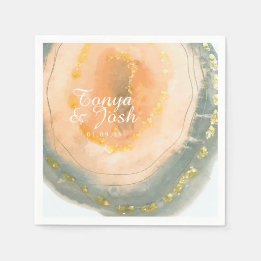 Waterverf Agate Coral Geodes Wedding Servet (Voorkant)