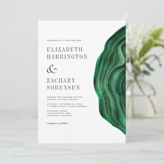 Waterverf Agate Emerald Green Wedding Kaart (Staand voorkant)