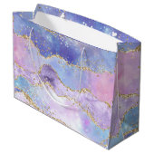 Waterverf Agate Gold Glitter Pink Paars Blue Groot Cadeauzakje (Achterkant Gekanteld)