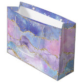 Waterverf Agate Gold Glitter Pink Paars Blue Groot Cadeauzakje (Voorkant Gekanteld)