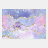 Waterverf Agate Gold Glitter Pink Paars Blue Inpakpapier Vel (Voorkant 3)