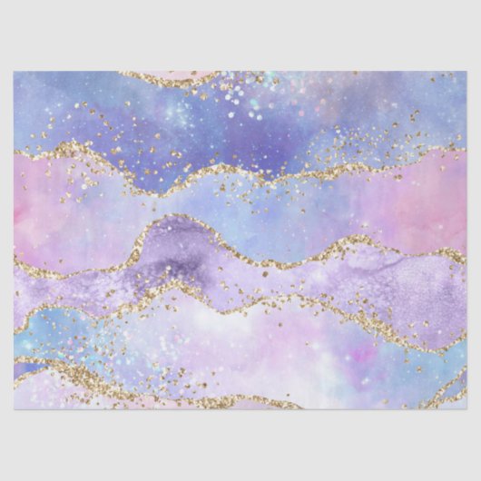 Waterverf Agate Gold Glitter Pink Paars Blue Tissuepapier (Voorkant)