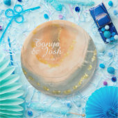 Waterverf Agate Koraal Geodes Huwelijk Papieren Bordje (Feest)