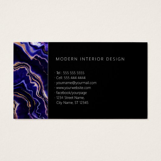 Waterverf Agate Modern Professional Paars Geode Visitekaartje (Achterkant)