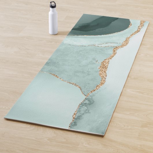 Waterverf Agate, Slate Green Faux Silver Veins Yogamat (In situ)
