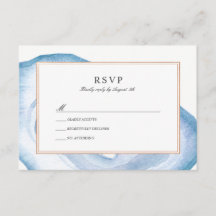 Waterverf Agate Slice RSVP-kaart | Blauw