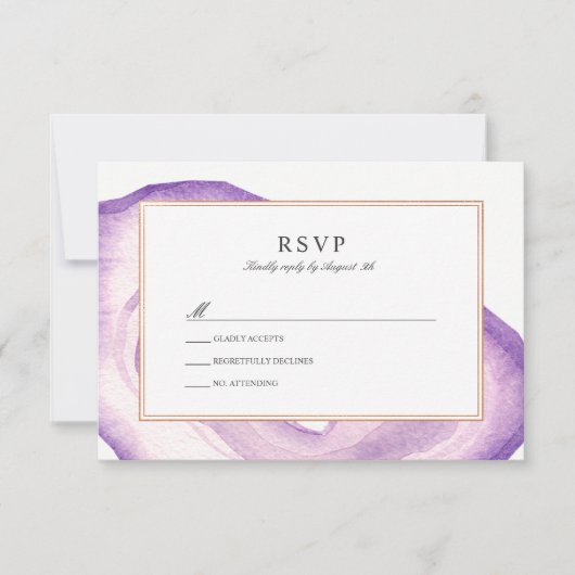 Waterverf Agate Slice RSVP-kaart | Lavendel RSVP Kaartje (Voorkant)