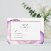 Waterverf Agate Slice RSVP-kaart | Lavendel RSVP Kaartje (Staand voorkant)