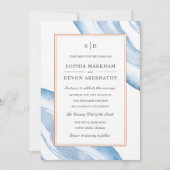 Waterverf Agate Slice Wedding Invite | Blauw Kaart (Voorkant)