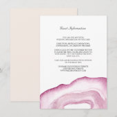 Waterverf Agate Wedding-kaart | Mauve Pink Informatiekaartje (Voorkant / Achterkant)