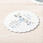 Waterverf Ahoy Het is een baby shower Kartonnen Onderzetters (Gekanteld)
