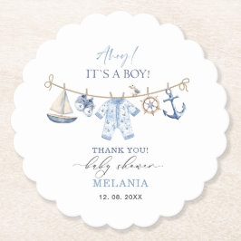 Waterverf Ahoy Het is een baby shower Kartonnen Onderzetters
