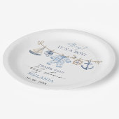 Waterverf Ahoy Het is een baby shower Papieren Bordje (Gekanteld)